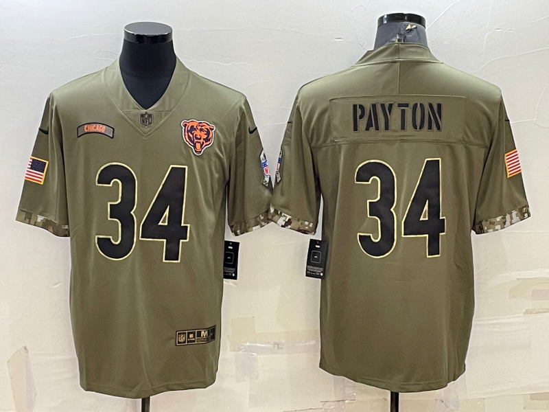 Men's Chicago Bears Walter Payton #34 Olive 2022 Salute To Service Limited Jerseys