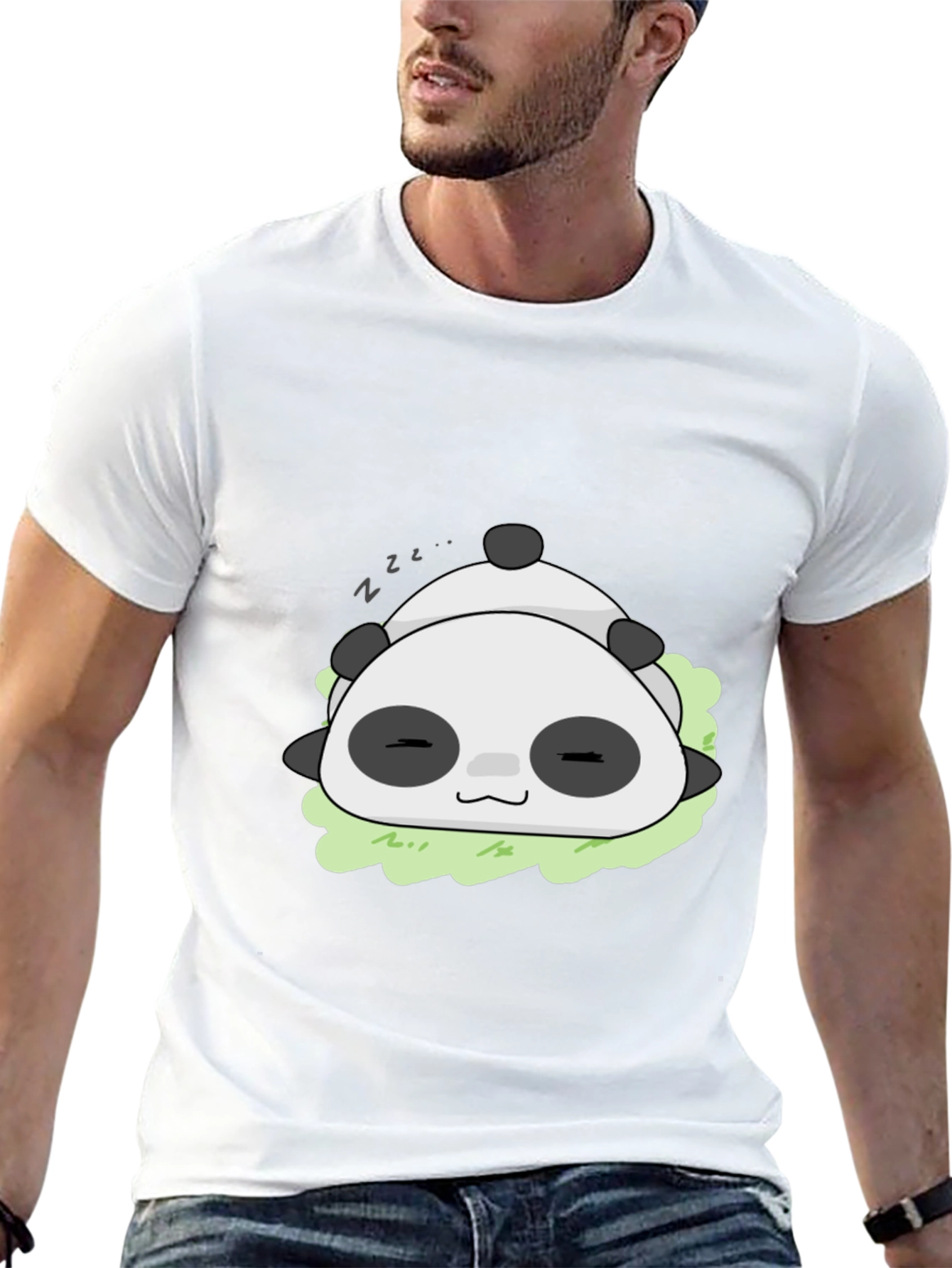 Cute Sleeping Panda T-Shirt - Black