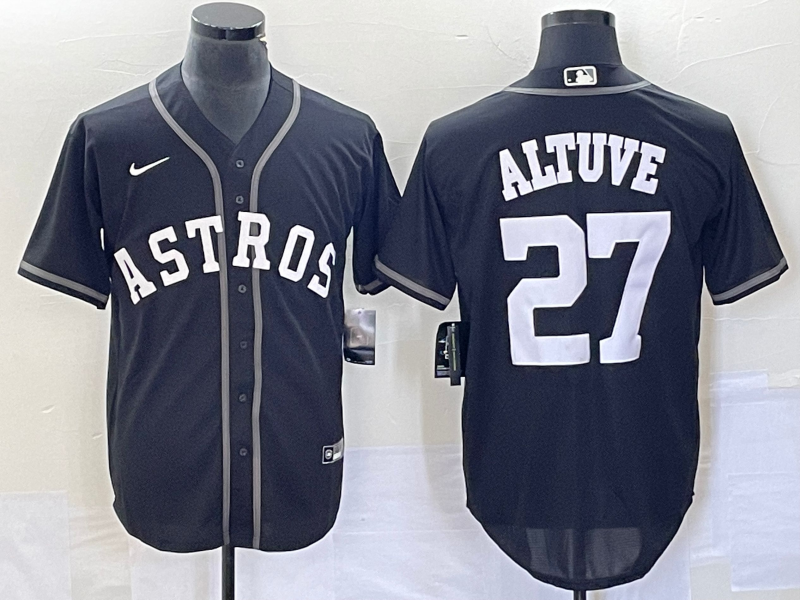 Men's Houston Astros Jose Altuve #27 Black Replica Team Jerseys