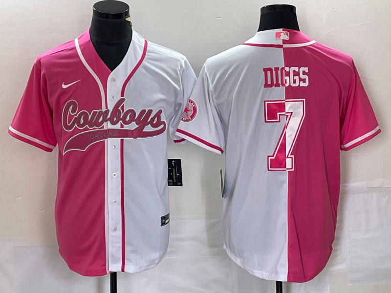 Men's Dallas Cowboys Trevon Diggs #7 Pink/White Player Jerseys Joint Edition