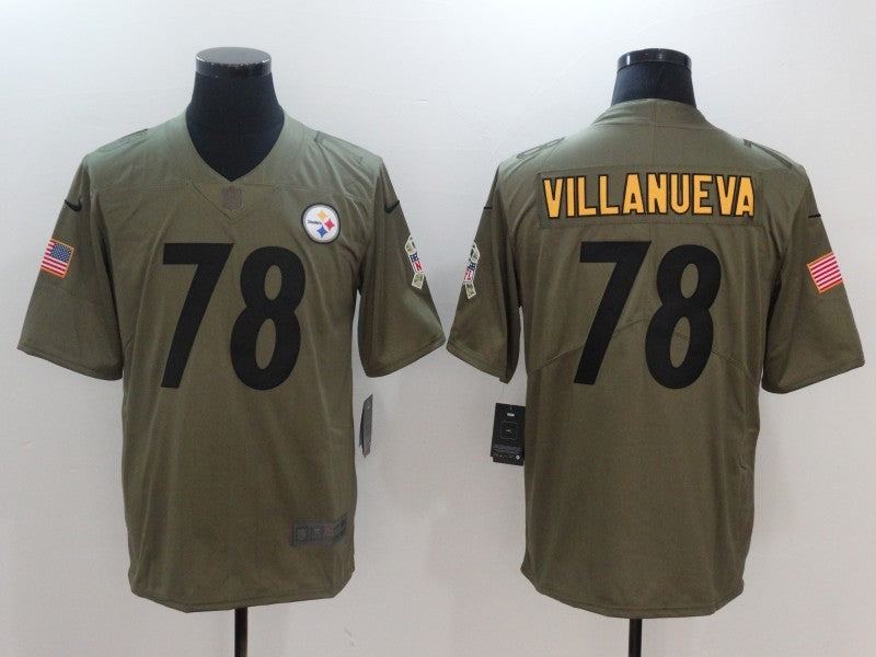 Men's Pittsburgh Steelers Alejandro Villanueva #78 Brown Player Game Jerseys