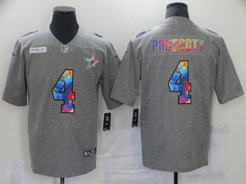 Men's Dallas Cowboys Dak Prescott #4 Gray Game Player Jerseys