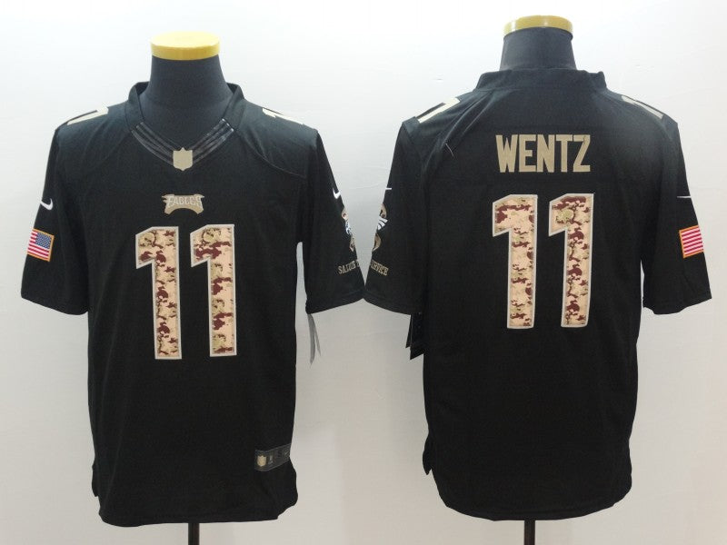 Men's Philadelphia Eagles Carson Wentz #11 Black Replica Jerseys