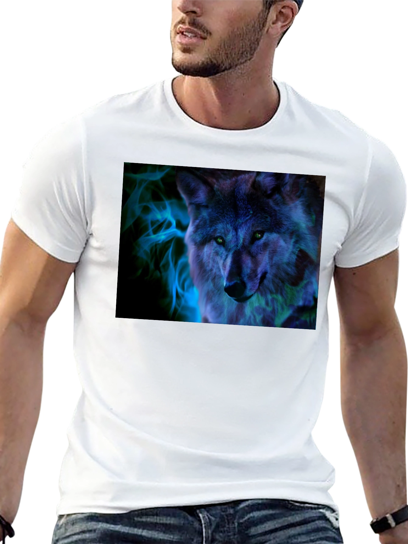 Wolf Graphic Print Black T-Shirt