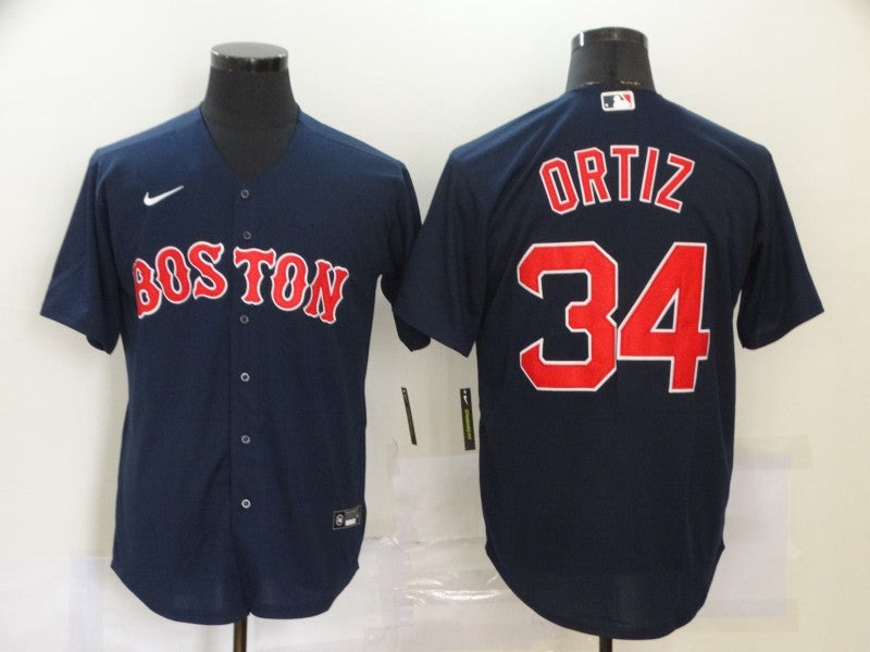 Men's Boston Red Sox David Ortiz #34 Navy Replica Baseball Jerseys