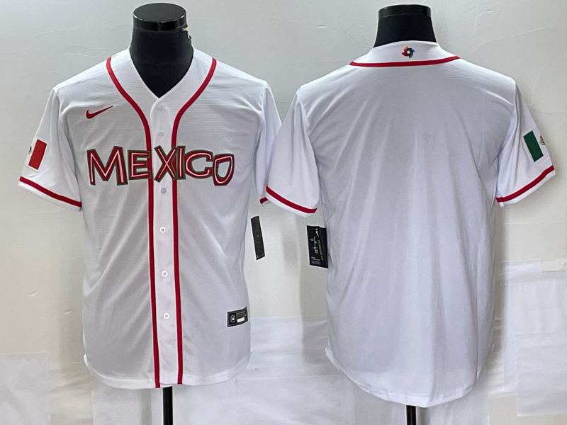 Men's 2023 World Baseball Classic Mexico White Blank Jerseys