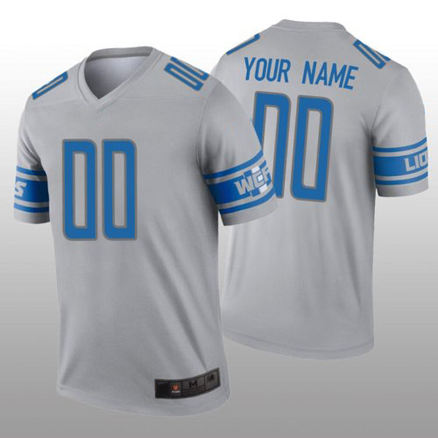 Custom1 Detroit Lions Gray Inverted Legend Jerseys Stitched American Football Jerseys