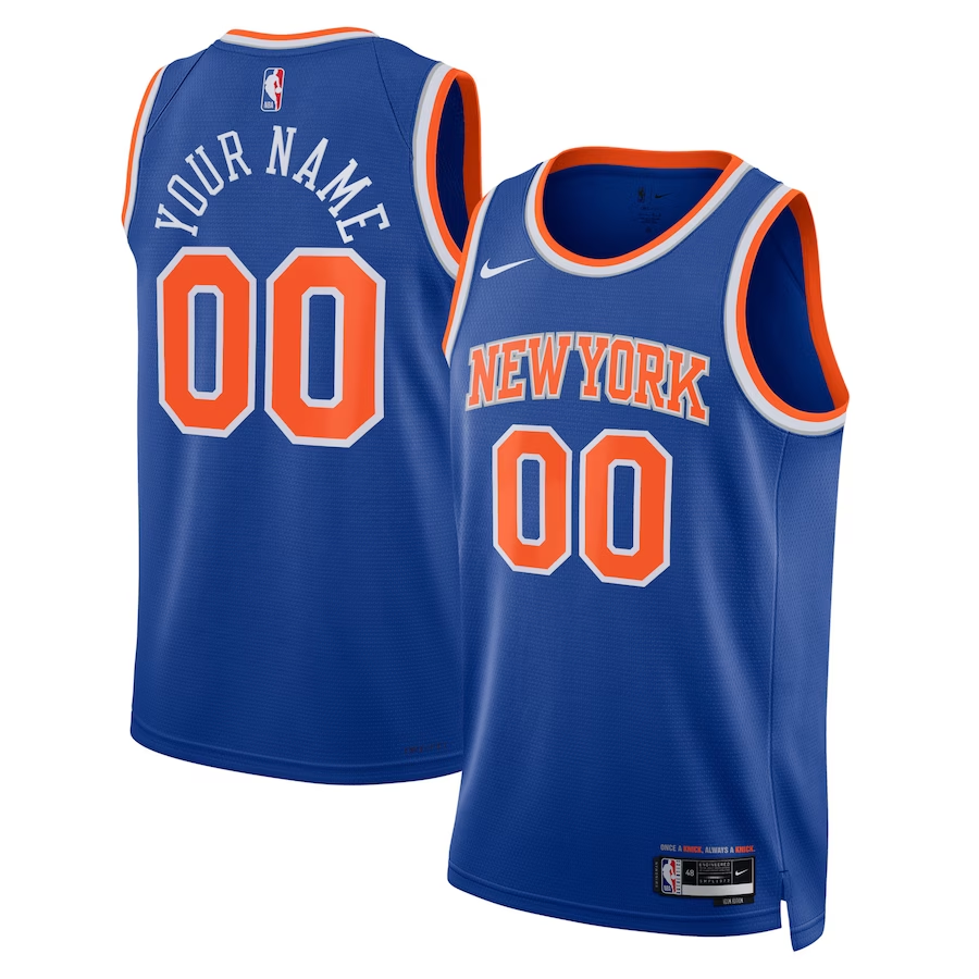 Men's New York Knicks Blue Swingman Custom Jerseys - Icon Edition