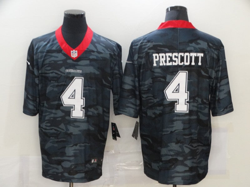 Men's Dallas Cowboys Dak Prescott #4 Gray Camouflage Game Jerseys