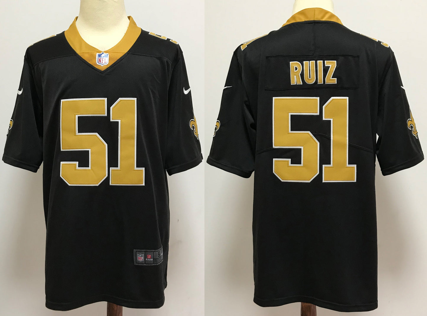 Men's New Orleans Saints Cesar Ruiz #51 Black Game Jerseys