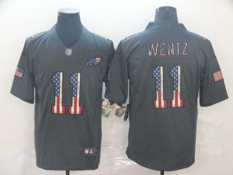 Men's Philadelphia Eagles Carson Wentz #11 Black Player Game Jerseys
