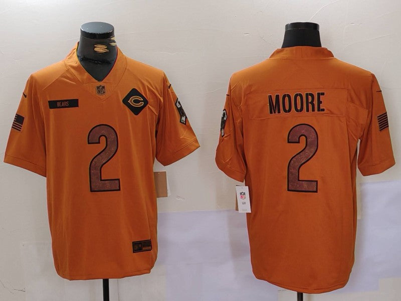 Men's Chicago Bears D.J. Moore #2 Brown 2023 Salute To Service Limited Jerseys