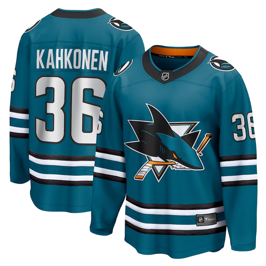 Men's San Jose Sharks Kaapo Kahkonen #36 Teal Breakaway Jerseys