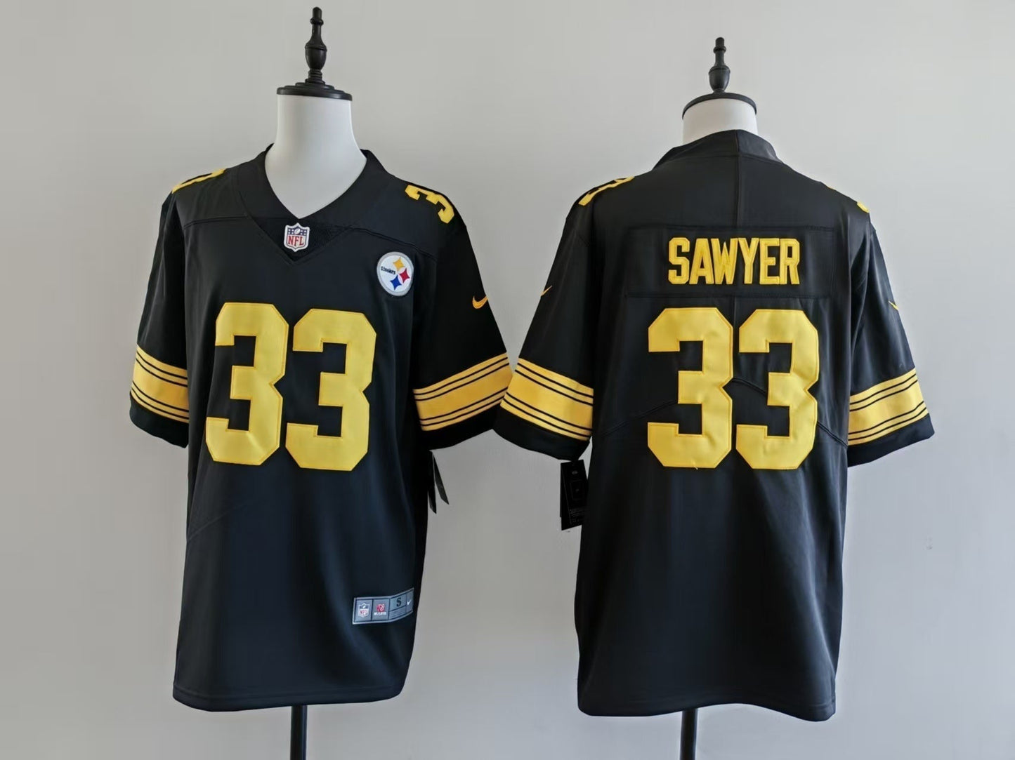 Men's Pittsburgh Steelers Jack Sawyer Nike Jersey - Black-yellow numbers