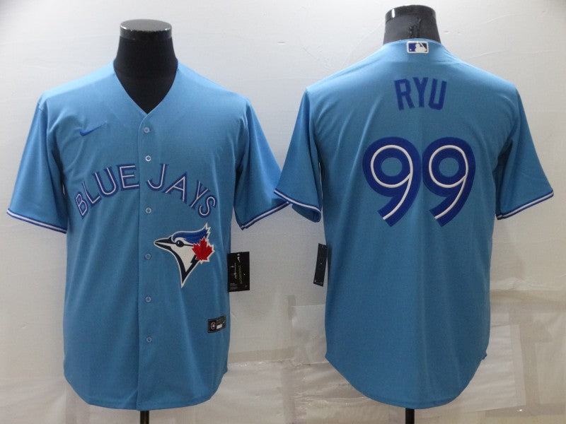 Men's Toronto Blue Jays Hyun-Jin Ryu #99 Light Blue Replica Baseball Jerseys