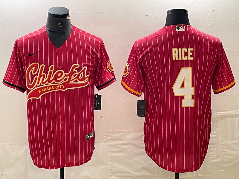Men's Kansas City Chiefs Rashee Rice #4 Red Game Jerseys Joint Edition