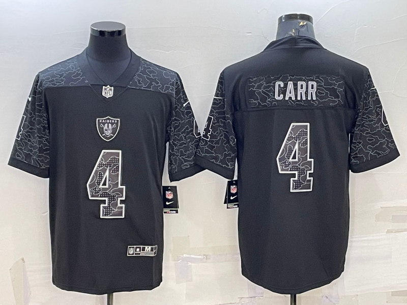 Men's Las Vegas Raiders Derek Carr #4 Black RFLCTV Limited Jerseys