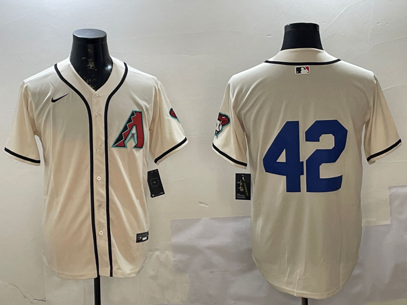 Men's Arizona Diamondbacks #42 White 2024 Jackie Robinson Day Home Limited Jerseys
