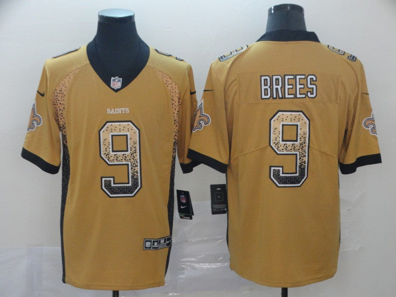 Men's New Orleans Saints Drew Brees #9 Yellow Game Jerseys