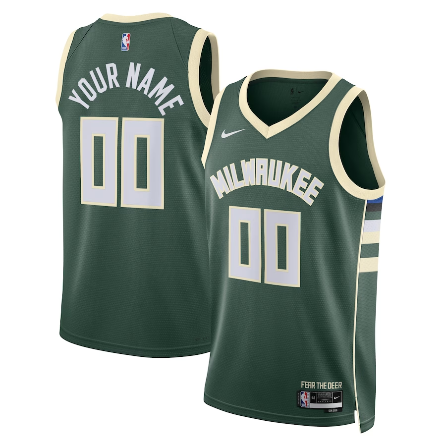 Men's Milwaukee Bucks Hunter Green Swingman Custom Jerseys - Icon Edition