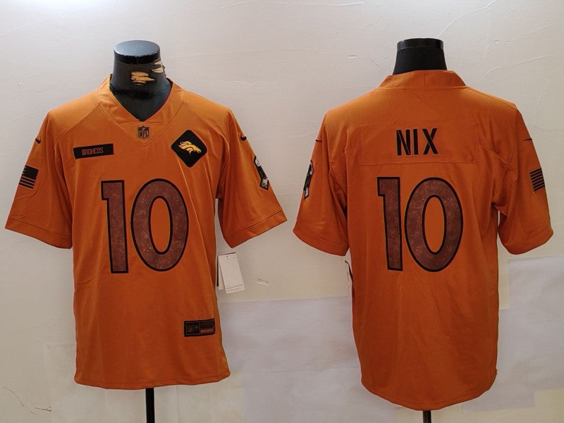Men's Denver Broncos Bo Nix #10 Brown 2023 Salute To Service Limited Jerseys