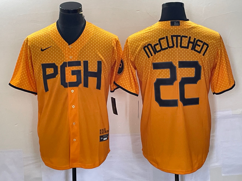 Men's Pittsburgh Pirates Andrew McCutchen #22 Gold 2023 City Connect Replica Player Jerseys