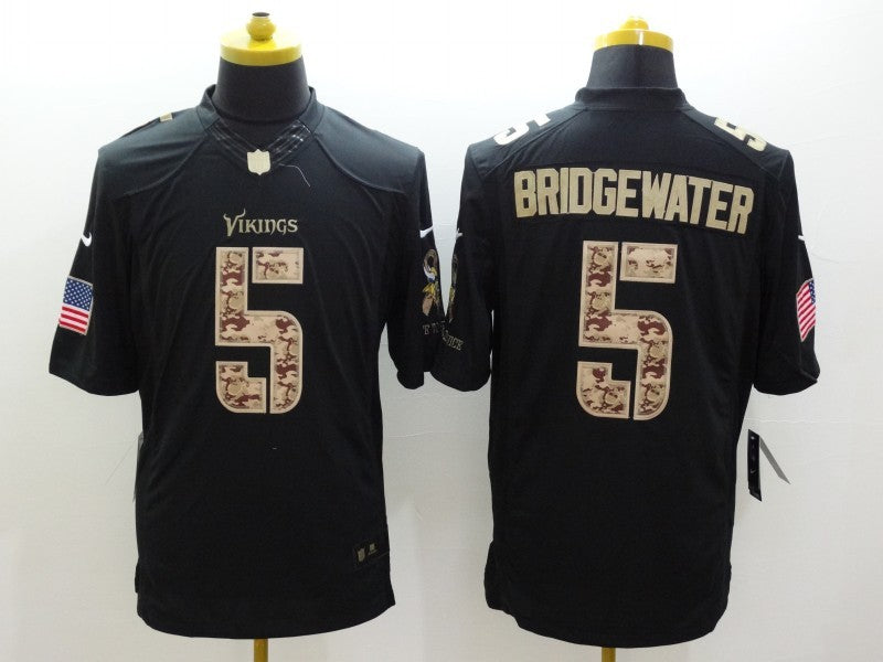 Men's Minnesota Vikings Teddy Bridgewater #5 Black Game Player Jerseys