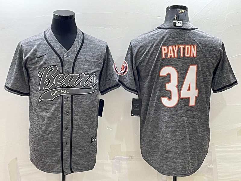 Men's Chicago Bears Walter Payton #34 Gray Game Jerseys Joint Edition