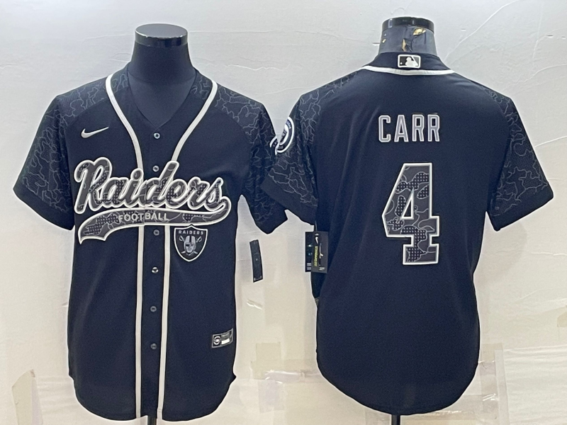 Men's Las Vegas Raiders Derek Carr #4 Black RFLCTV Limited Jerseys Joint Edition