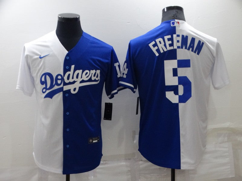 Men's Los Angeles Dodgers Freddie Freeman #5 White/Blue Replica Baseball Jerseys
