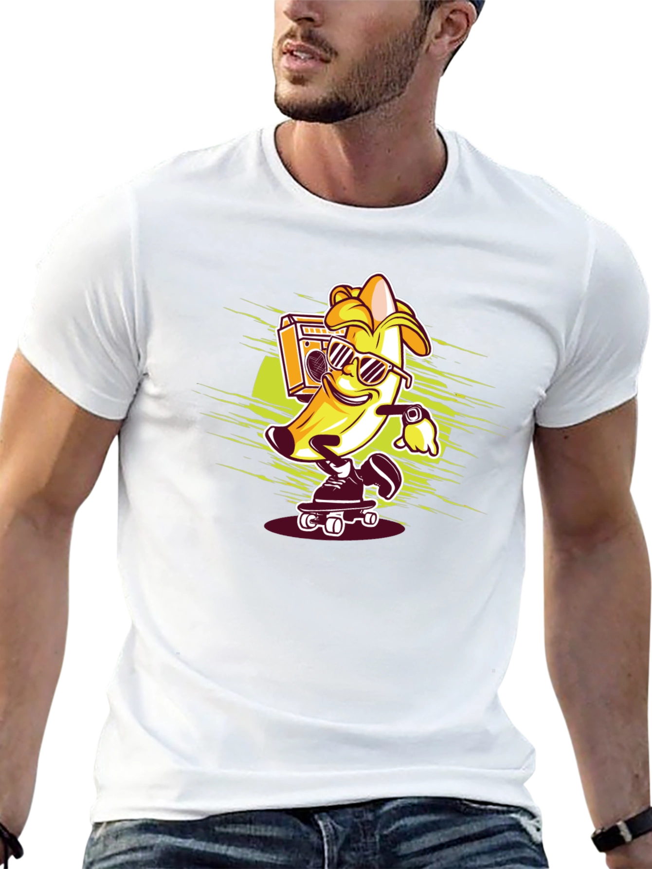 Cool Banana Skateboarder Black T-Shirt