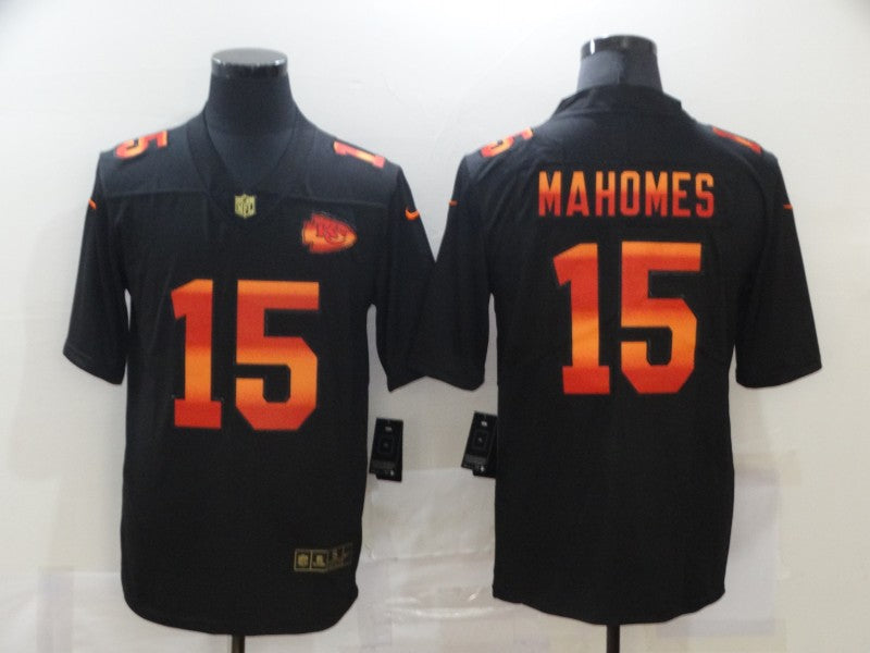 Men's Kansas City Chiefs #15 Patrick Mahomes Black Authentic Game Jerseys