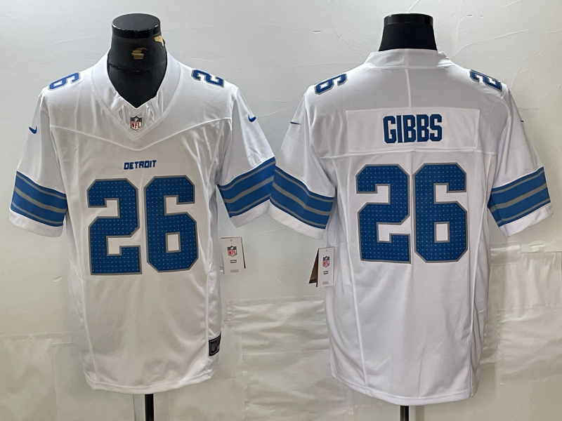 Men's Detroit Lions Jahmyr Gibbs #26 White Vapor F.U.S.E. Limited Jerseys