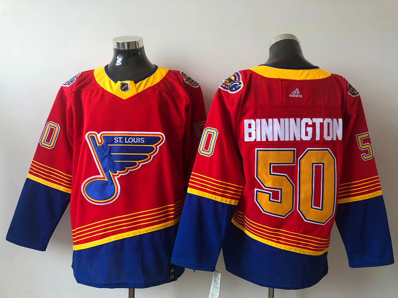 Men's St. Louis Blues Jordan Binnington #50 Red Breakaway Player Jerseys