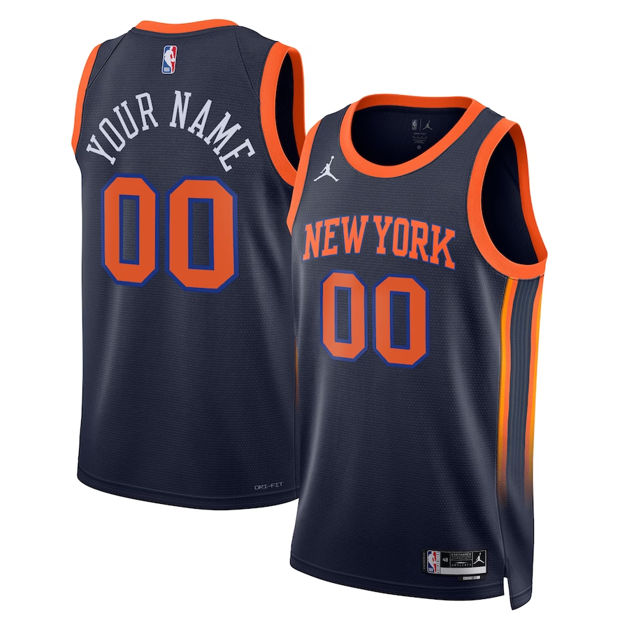 Men's New York Knicks Navy 2022/23 Swingman Custom Jerseys - Statement Edition