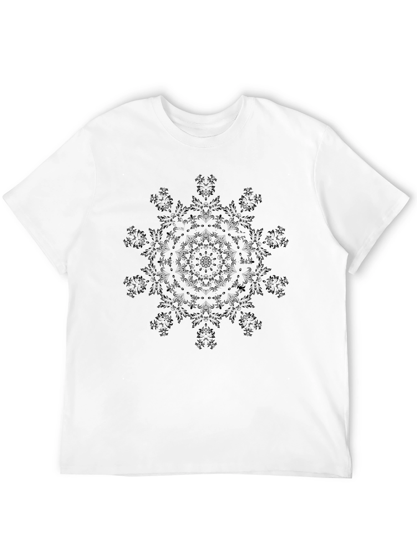 Elegant Black Mandala Print Tee - Soft & Stylish