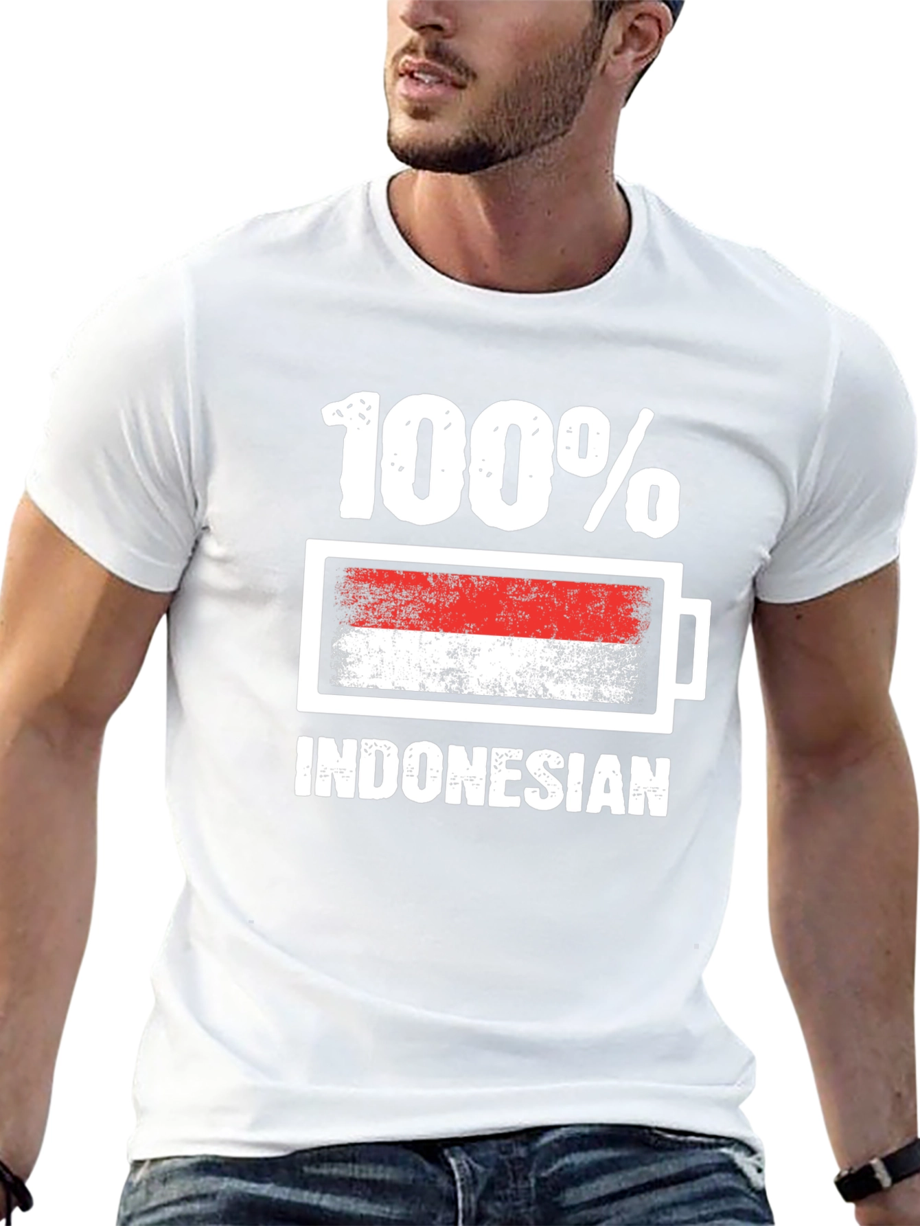100% Indonesian T-Shirt - Battery Flag Design
