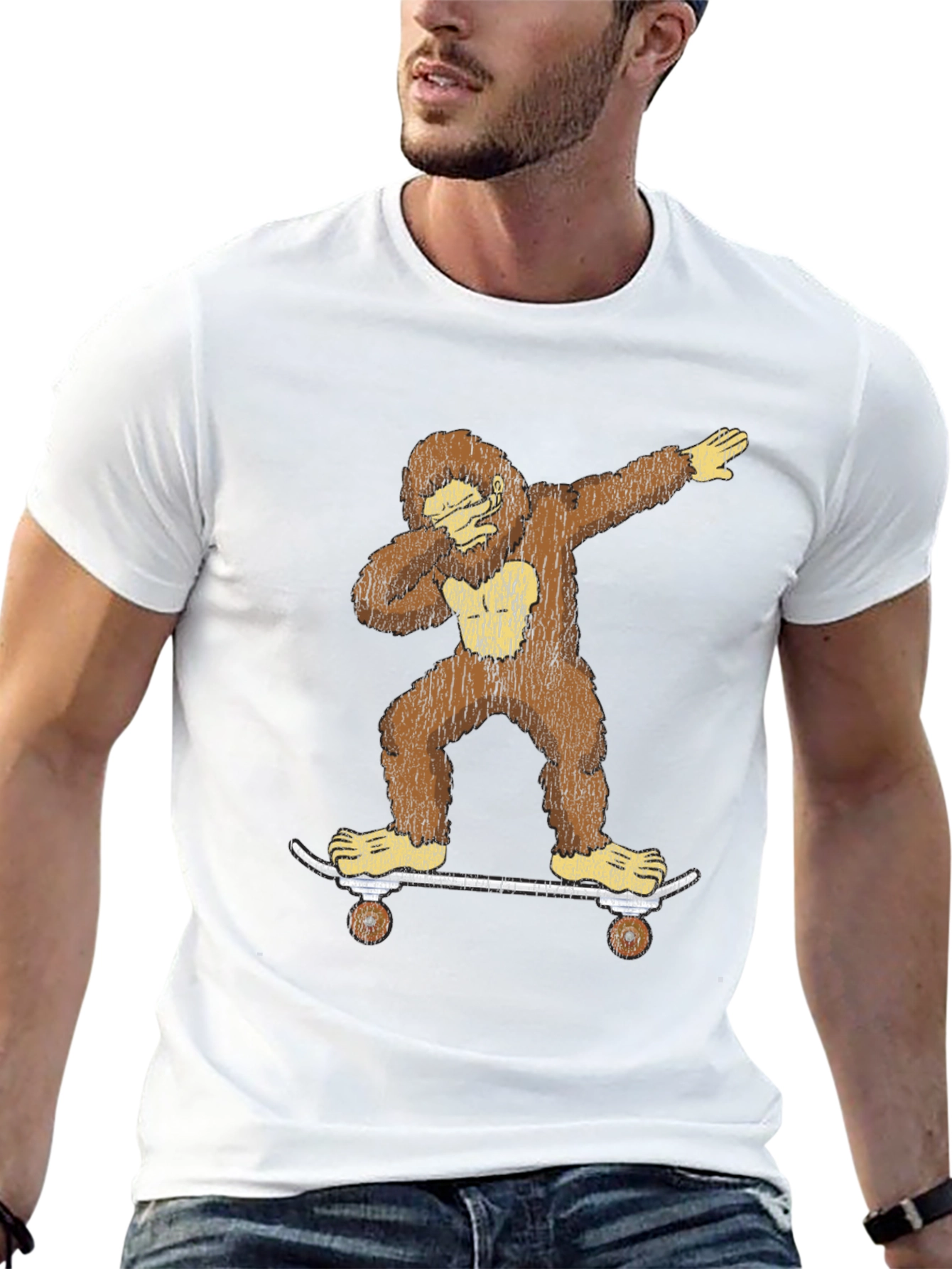 Bigfoot Skateboarder Dabbing Graphic Tee