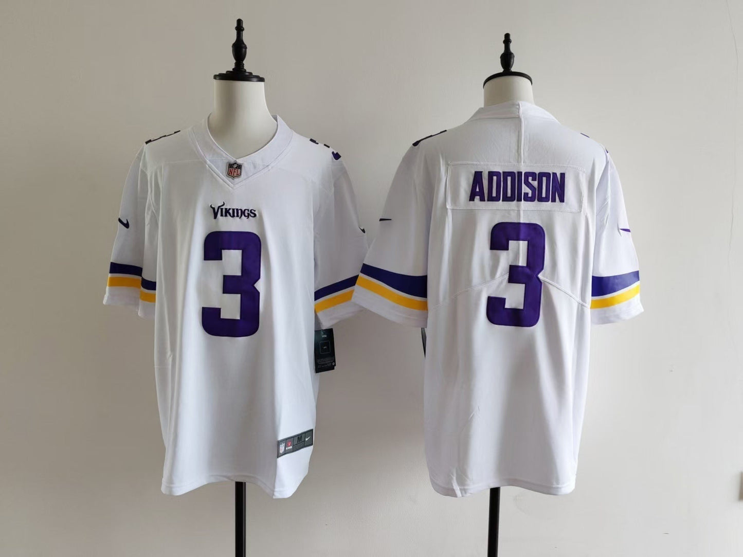 Men's Minnesota Vikings Jordan Addison Nike Jersey - White#3