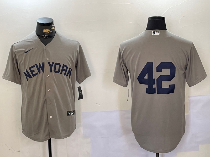 Men's New York Yankees #42 Gray Road 2024 Jackie Robinson Day Elite Jerseys