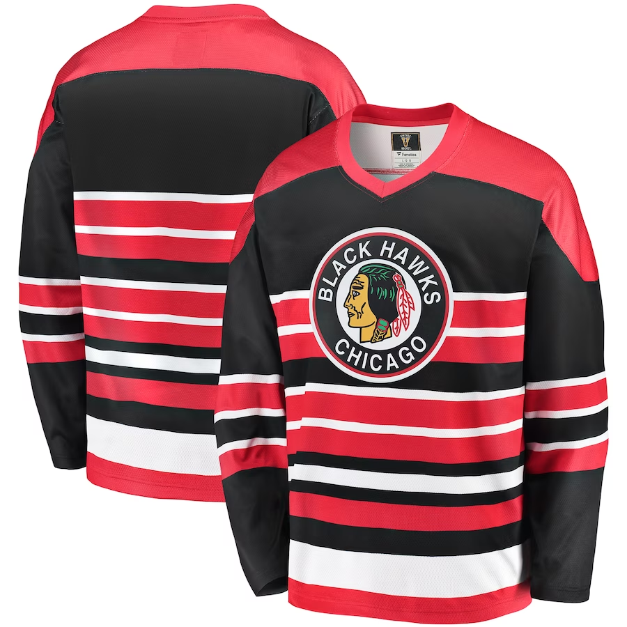Men's Chicago Blackhawks Red/Black Premier Breakaway Heritage Blank Jerseys