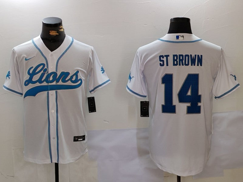 Men's Detroit Lions Amon-Ra St. Brown #14 White Player Jerseys