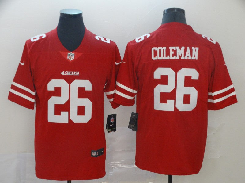 Men's San Francisco 49ers Tevin Coleman #26 Red Game Jerseys