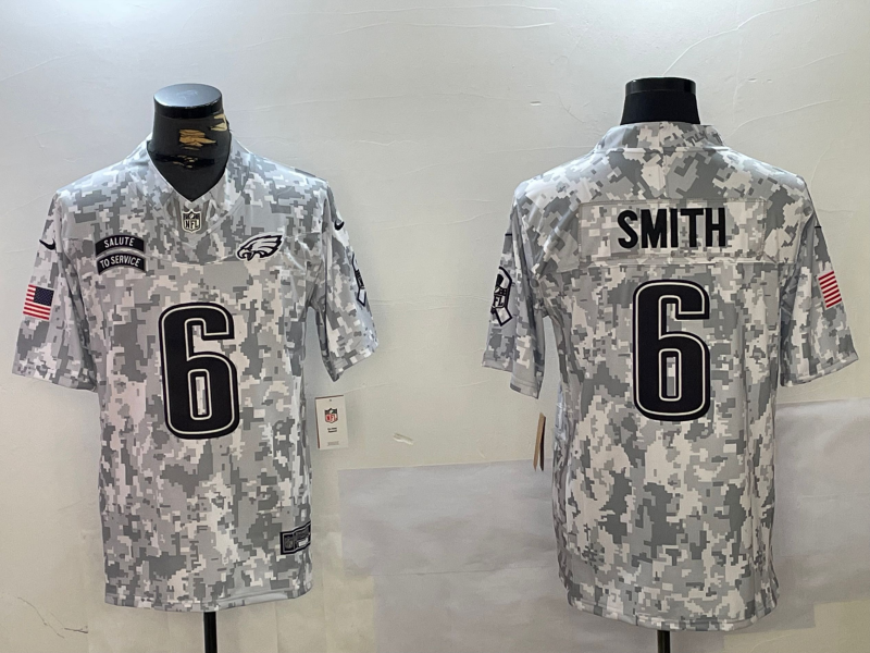 Men's Philadelphia Eagles DeVonta Smith #6 Arctic Camo 2024 Salute to Service Limited Jerseys