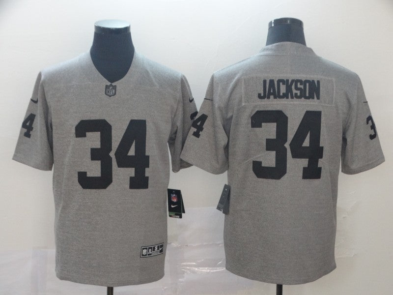 Men's Las Vegas Raiders Bo Jackson #34 Gray Game Player Jerseys