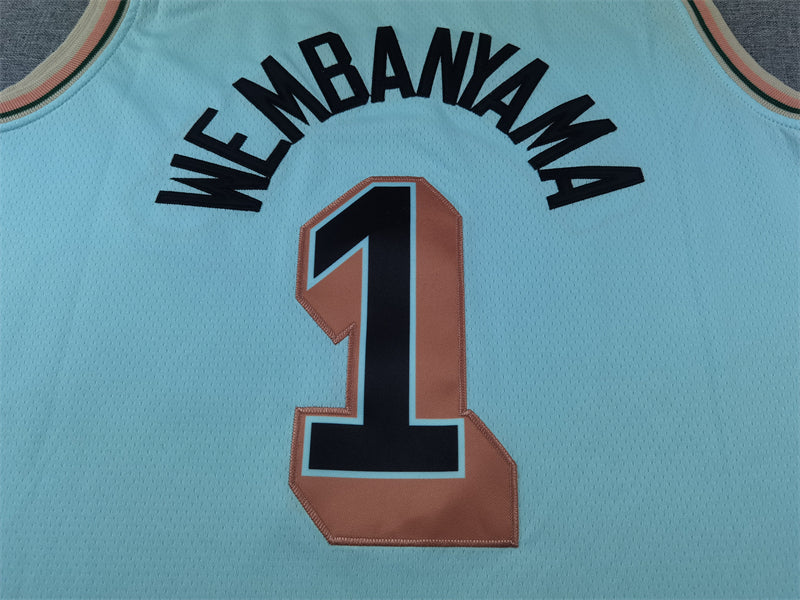 Men's San Antonio Spurs Victor Wembanyama #1 Light Blue 2024/25 Swingman Player Jerseys - City Edition