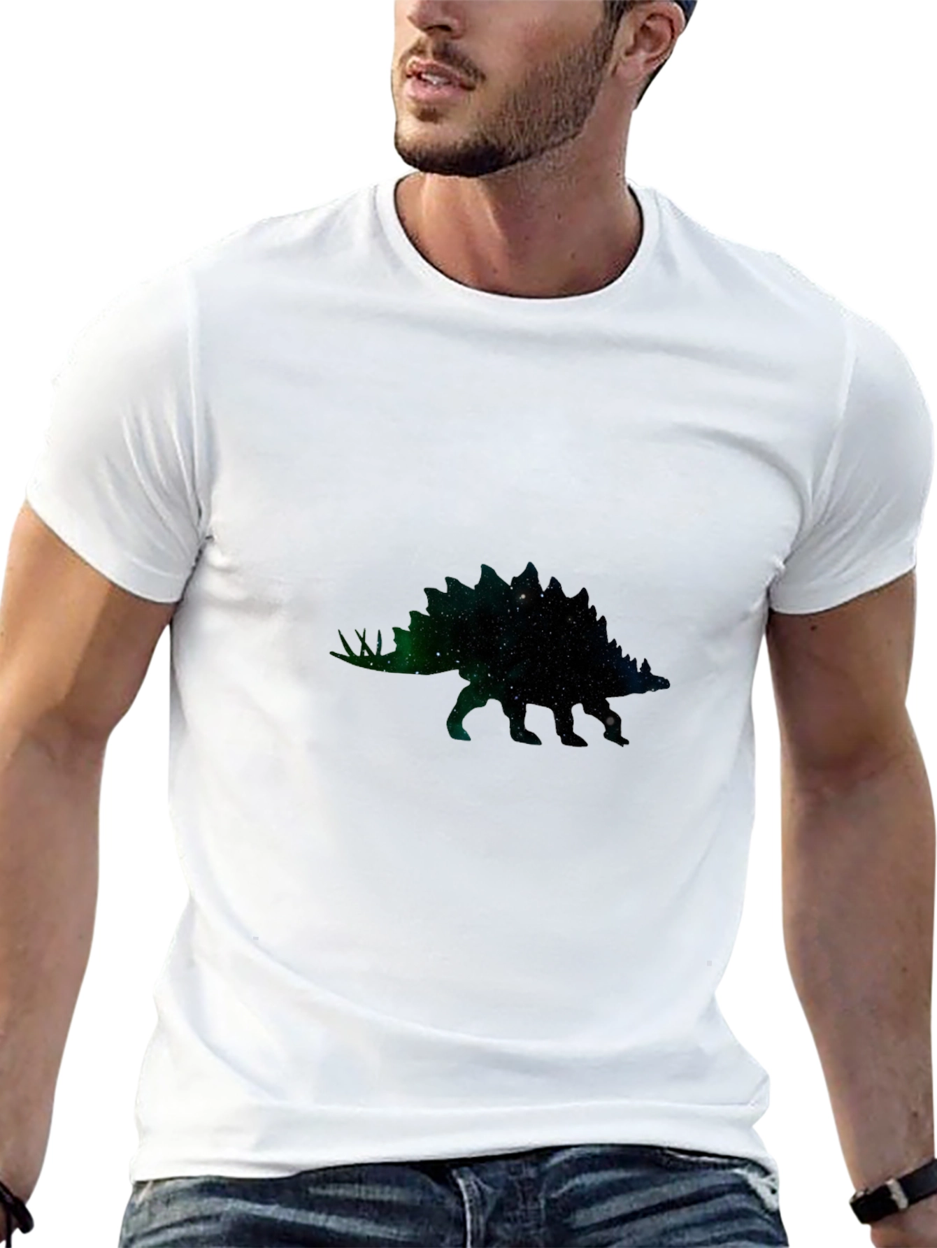 Galaxy Stegosaurus Graphic Tee - Black