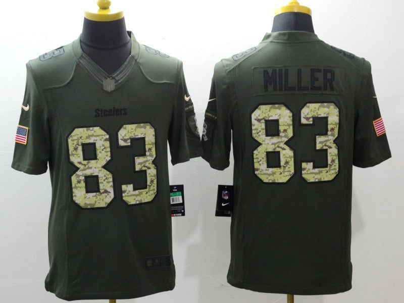 Men's Pittsburgh Steelers Heath Miller #83 Army Green Game Jerseys