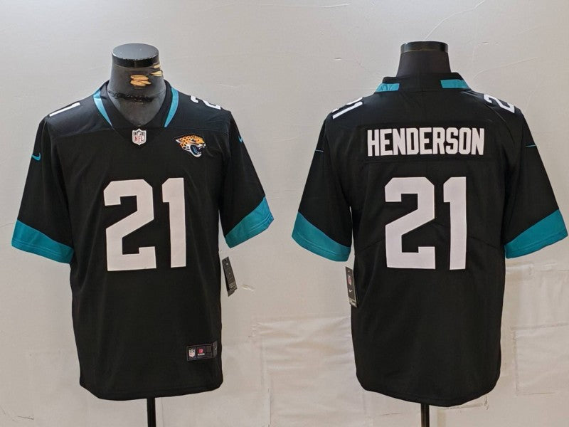 Men's Jacksonville Jaguars CJ Henderson #21 Black Game Player Jerseys