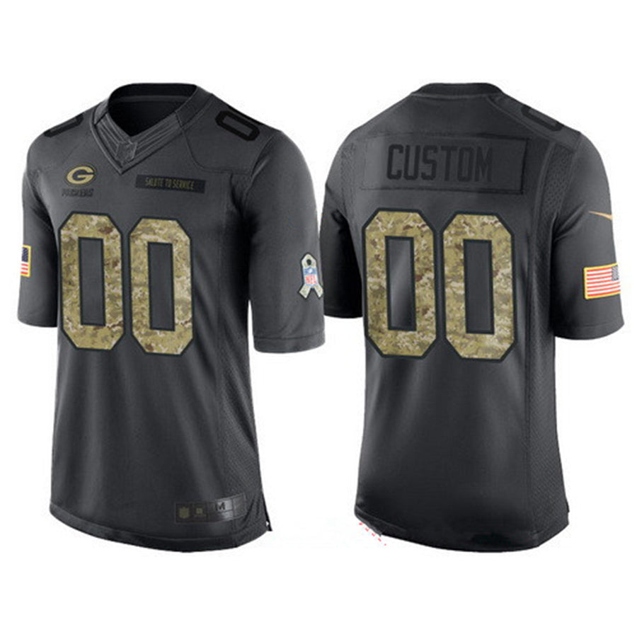 Custom1 Green Bay Packers Anthracite Camo 2016 Salute To Service Veterans Day Limited Jerseys Stitched American Football Jerseys